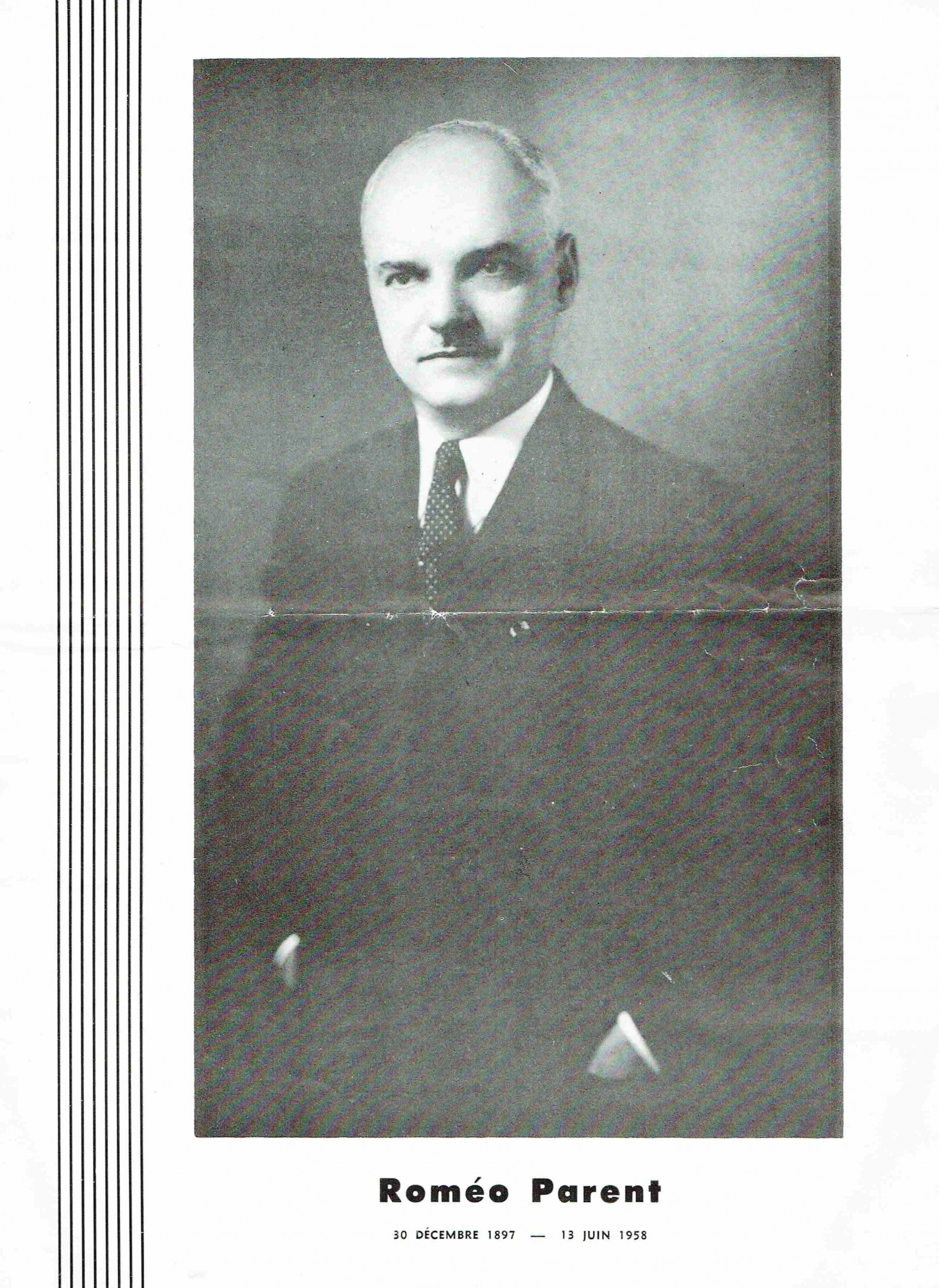 Brochure commémorative publiée en hommage au fondateur, lors de son décès en 1958. Collection Familex, Écomusée du fier monde.