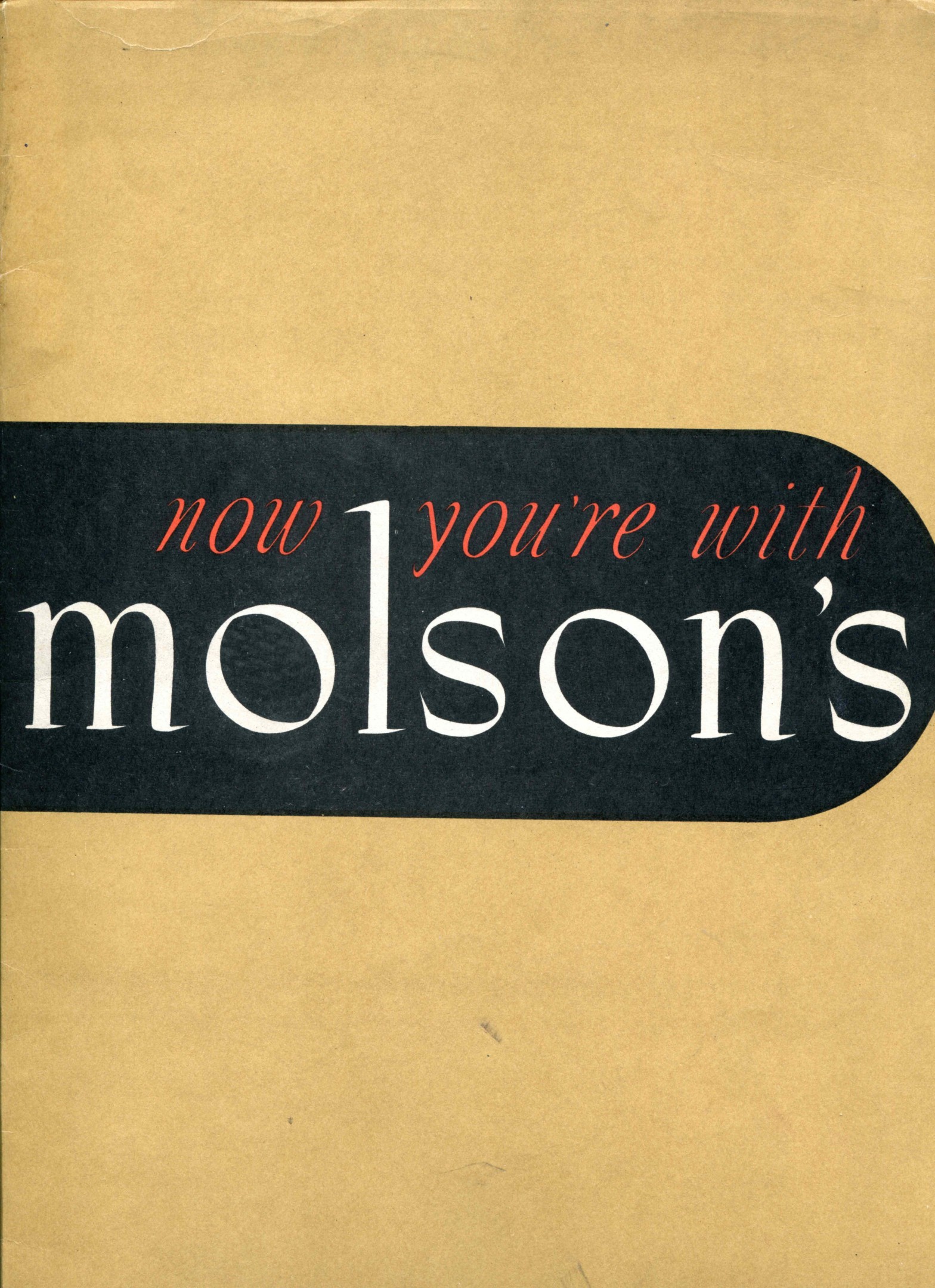 Couverture de la brochure publiée vers 1939, Now you’re with Molson’s, Collection Molson, Écomusée du fier monde.