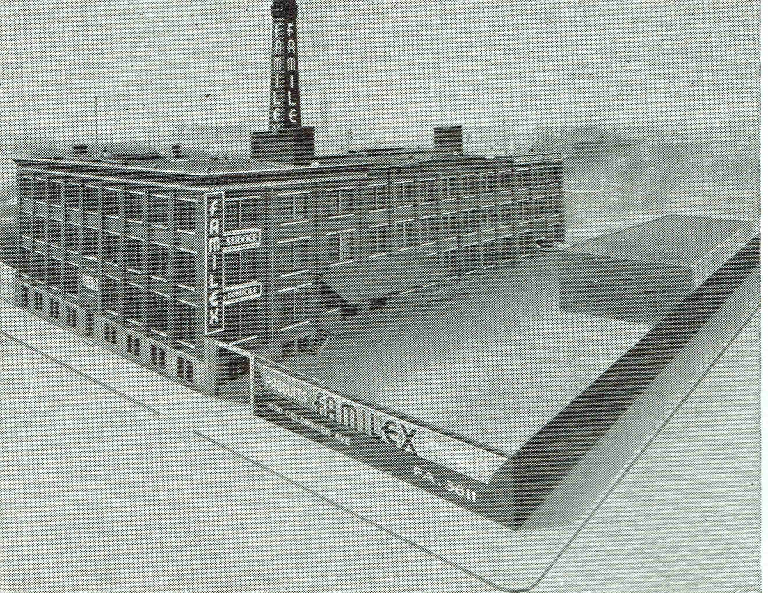 Gravure illustrant le bâtiment du 1600 de l’avenue De Lorimier, vers 1958. Collection Familex, Écomusée du fier monde.