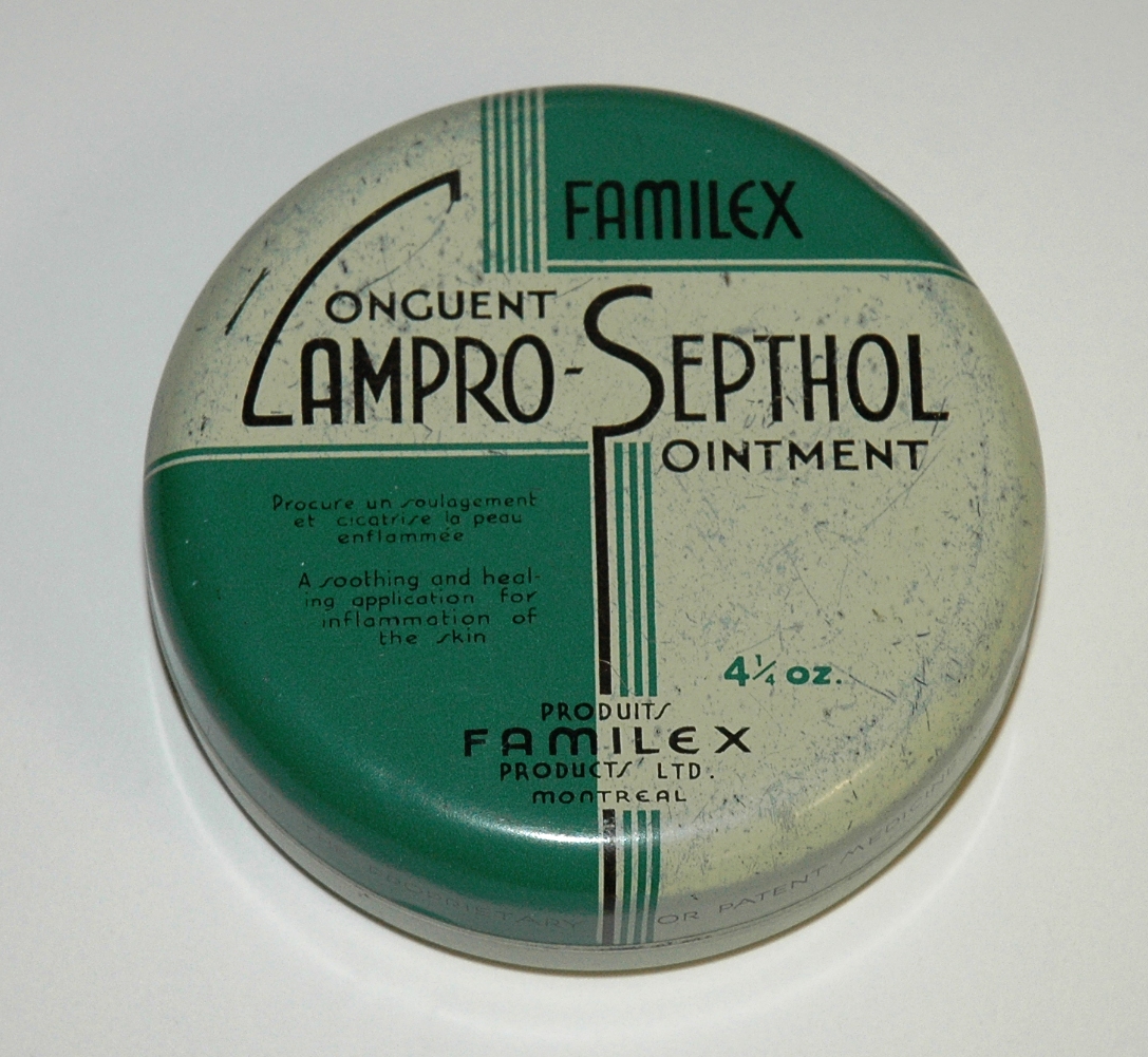 Onguent campro-septhol, vers 1953. Collection Familex, Écomusée du fier monde.